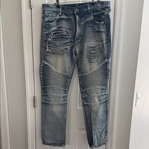 Distressed Streetwear Blue Jeans for Men size 38